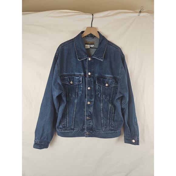 Eagles Ridge Embroidered Denim Jacket Mens L American‎ Flag Patriotic